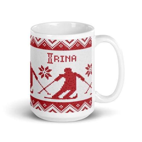 Nordic Skier Personalized Knitting Mug